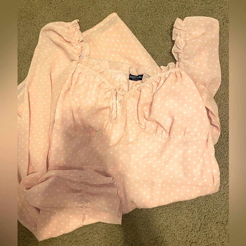Nasty Gal Pink Polkadot Dress, Size 8